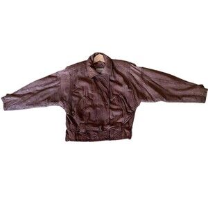Vintage 80s Winlet Mens Distressed Brown Leather Jacket Double Snap Aviator M